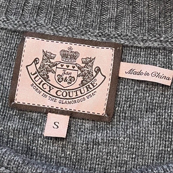 Juicy Couture Charcoal Grey Wool Blend Sweater Dress 3/4 Sleeve Argyle Print - Picture 11 of 11